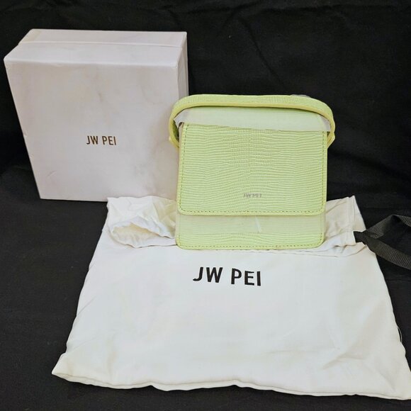 JW Pei Fae Mini Top Handle Bag in Lime Green Lizard - Picture 5 of 12